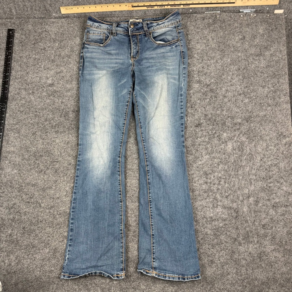 Royalty For Me Jeans Womens Size 12 Blue Flare Leg Medium Wash Slim Fit Denim